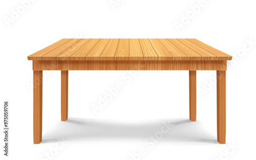 Fototapeta Naklejka Na Ścianę i Meble -  Realistic wooden table on white background. wood table, 3d. Element for your design,game, advertising.vector illustration.