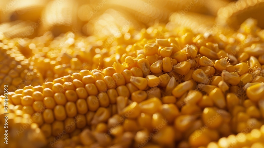 A close-up image of golden corn kernels, both shelled and on the cob, glowing under sunlight, celebrating the abundance of harvest. A close-up image of golden corn kernels, both shelled and on the cob, glowing under sunlight, celebrating the abundance of harvest.