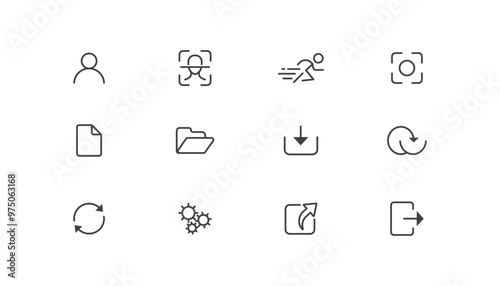 line style multimedia editable icons set audio, video, photo edit