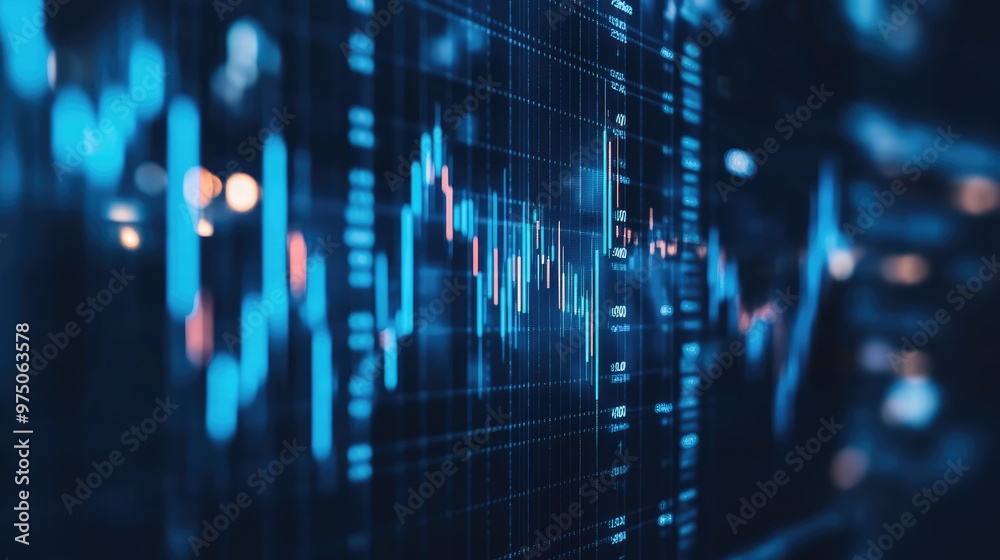 Macro Close-Up of Stock Market Investment Trading Chart. AI generated illustration Macro Close-Up of Stock Market Investment Trading Chart. AI generated illustration