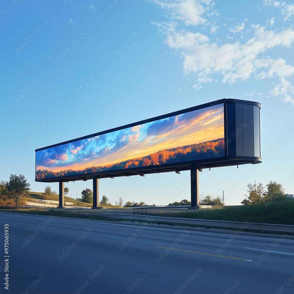 Obraz premium Extensive Elevated Advertising Bridge Spanning a Busy Highway