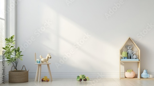 Children's Room Wall Mockup. AI generated illustration.