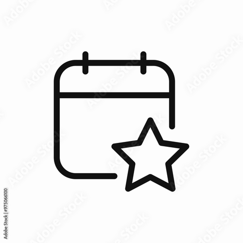 calendar star favorite icon sign vector