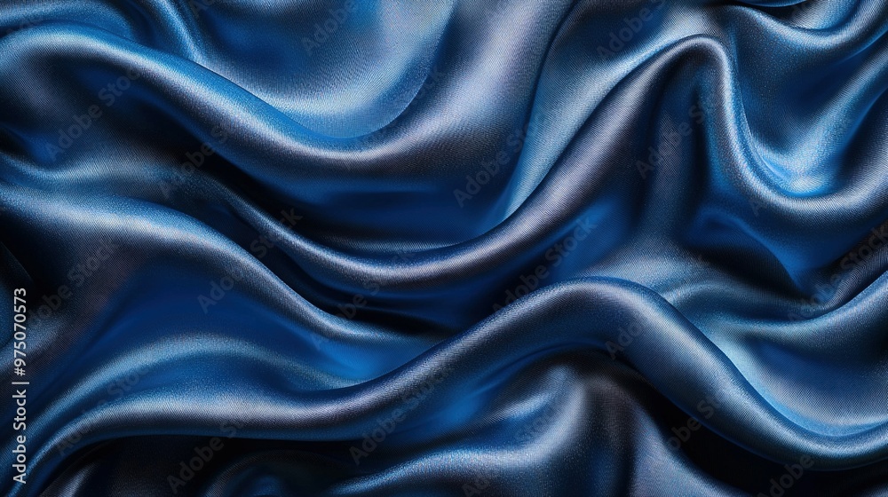 Obraz premium A photo of a blue fabric with wavy patterns on both ends, centered in the frame