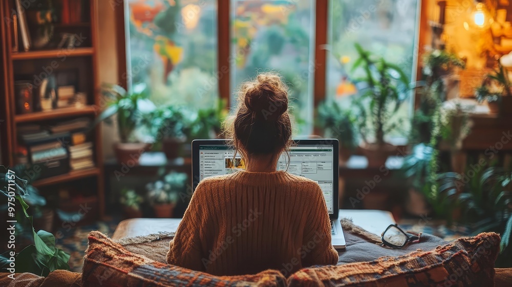 A remote work environment with a person designing a personal website on a laptop A remote work environment with a person designing a personal website on a laptop