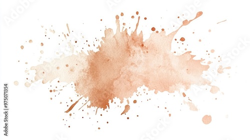 Peach Watercolor Splash on White Background. AI generated illustration photo