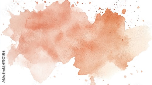 Peach Watercolor Splash on White Background. AI generated illustration