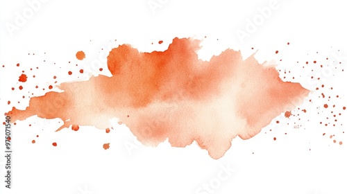 Peach Watercolor Splash on White Background. AI generated illustration photo