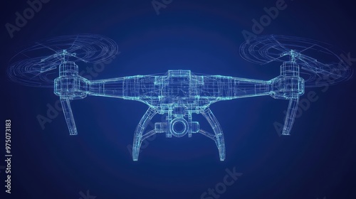 Quadcopter Blueprint Wireframe. AI generated illustration