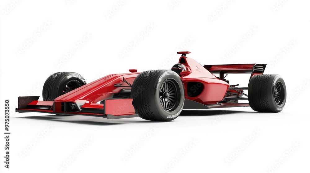 Fototapeta premium Race Car and Driver Angled View. AI generated illustration