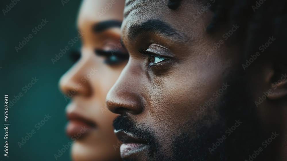 A focused shot of two individuals in profile, capturing their distinct profiles and expressions, symbolizing diversity, connection, and thoughtful contemplation. A focused shot of two individuals in profile, capturing their distinct profiles and expressions, symbolizing diversity, connection, and thoughtful contemplation.