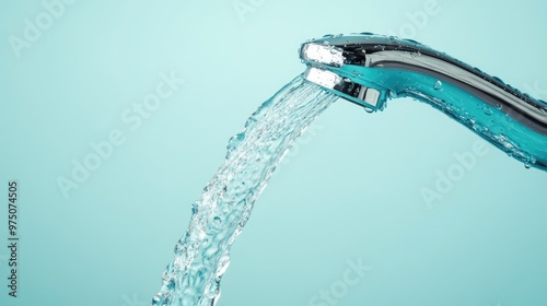 Realistic Water Flowing from Faucet. AI generated illustration photo