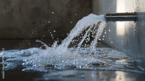 Realistic Water Flowing from Faucet. AI generated illustration photo