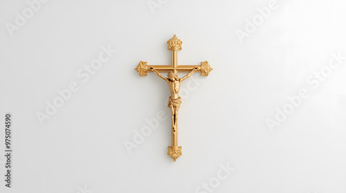 Crucifix on a White Table | Symbol of Faith and Spiritual Reflection in a Minimalist Setting