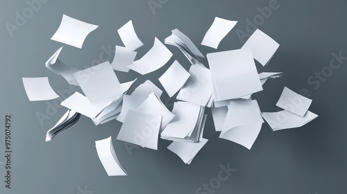 White Paper Sheets Falling Down. AI generated illustration photo