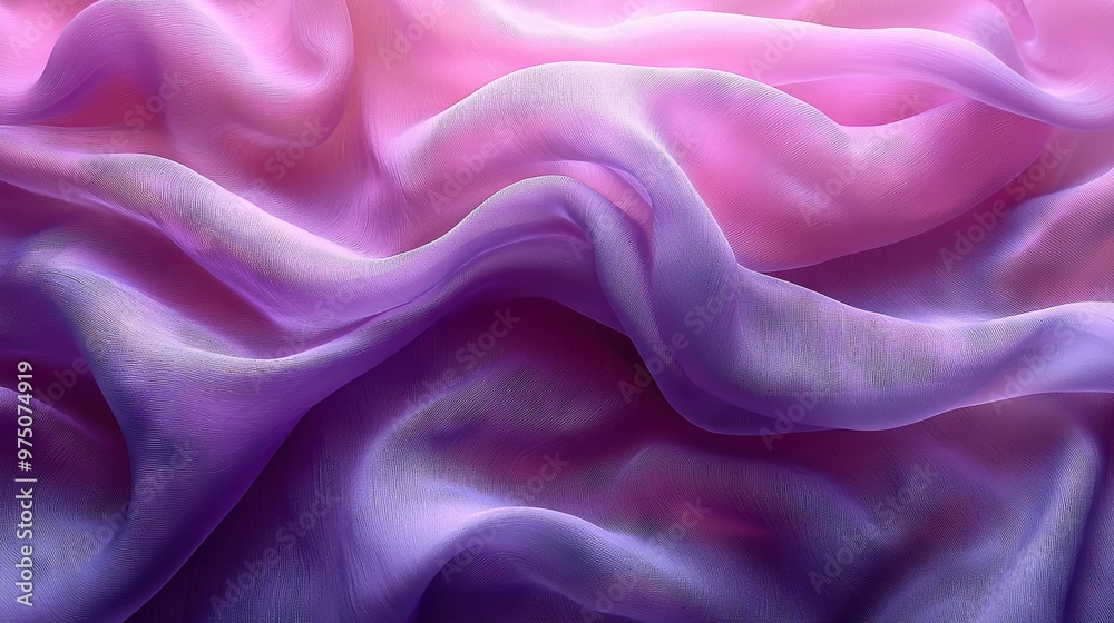 Fototapeta premium A close-up of vibrant pink and purple fabric with a significant amount of wavy fabric overlaying it