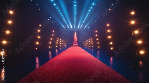 Red Carpet Entrance Design. AI generated illustration photo