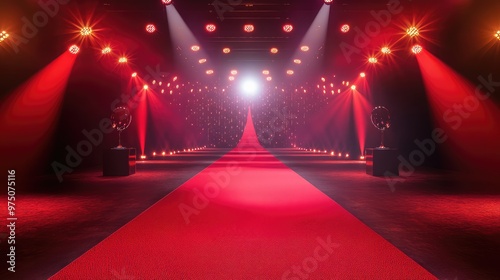 Red Carpet Entrance Design. AI generated illustration photo