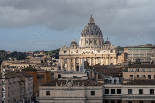 St. Peter's Basilica in Vatican City, Rome, cityscape of Rome with the basilica