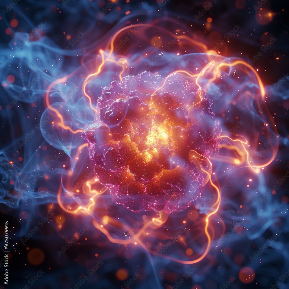 Obraz premium Vivid Cosmic Explosion Schematic Representation of a Fiery Celestial Phenomenon in the Universe