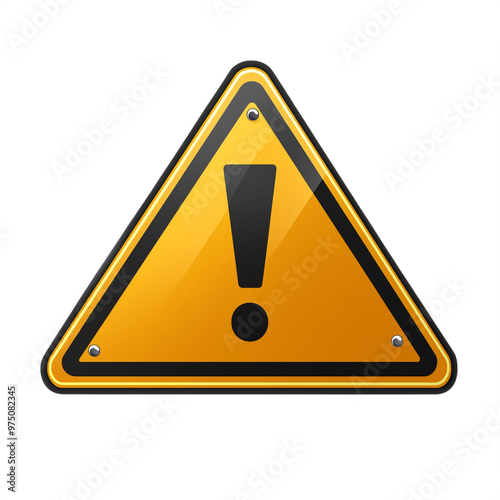 Obraz na płótnie Yellow triangular warning sign with an exclamation mark isolated on a transparent background w salonie
