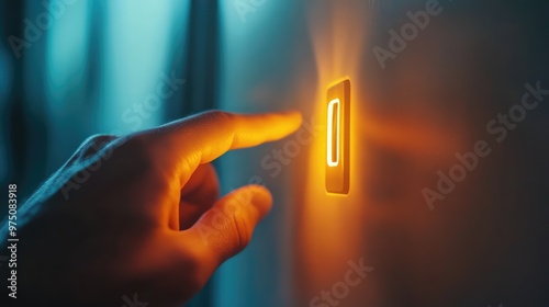 Saving Electricity by Turning Off the Light. AI generated illustration. photo