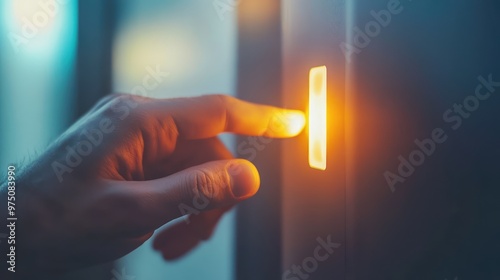 Saving Electricity by Turning Off the Light. AI generated illustration. photo