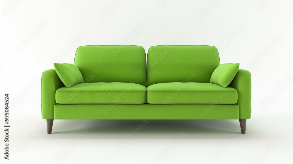 Green sofa on white background insulated 3d