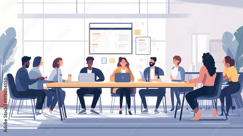 Diverse Team Working in Modern Office Setting Diverse Team Working in Modern Office Setting