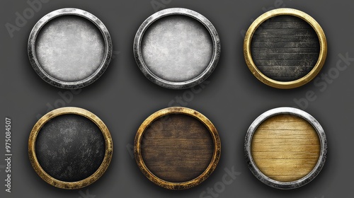 Round UI Game Frames. AI generated illustration. photo