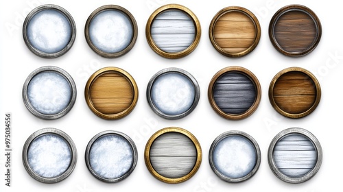 Round UI Game Frames. AI generated illustration. photo