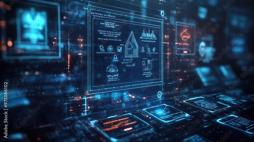 Fototapeta premium Compliance rules and regulations on virtual screen. AI generated illustration.