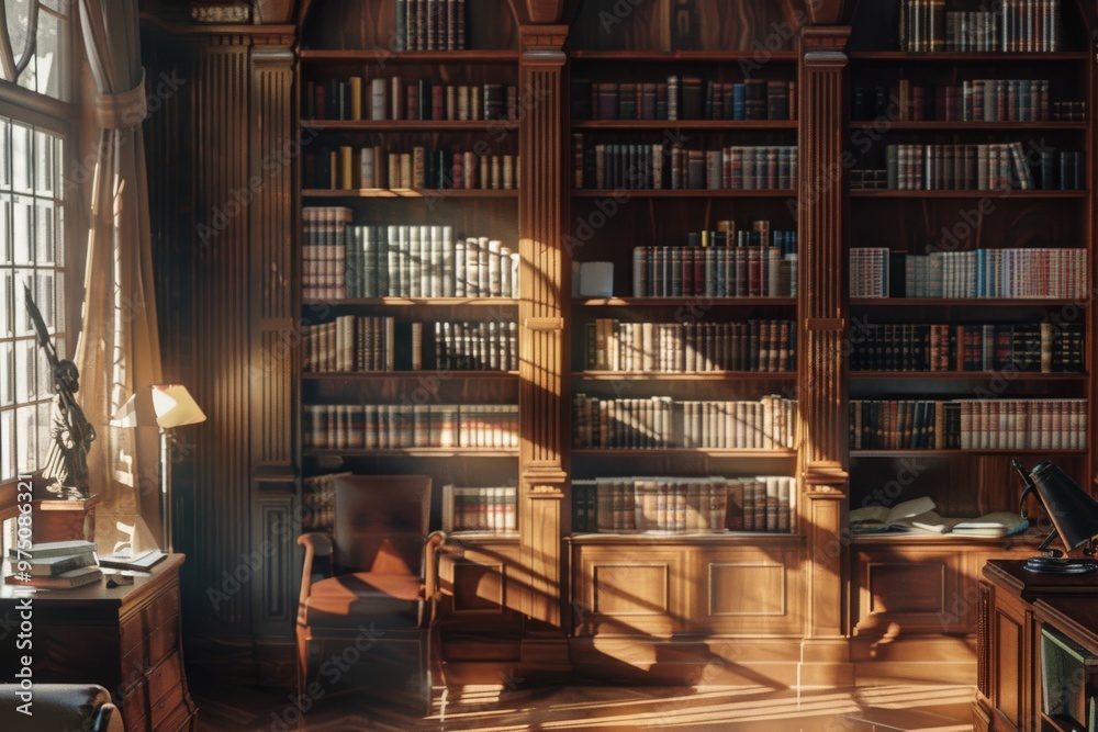 A cozy, warmly-lit library with floor-to-ceiling bookshelves and wooden furniture, creating an inviting space for reading. A cozy, warmly-lit library with floor-to-ceiling bookshelves and wooden furniture, creating an inviting space for reading.