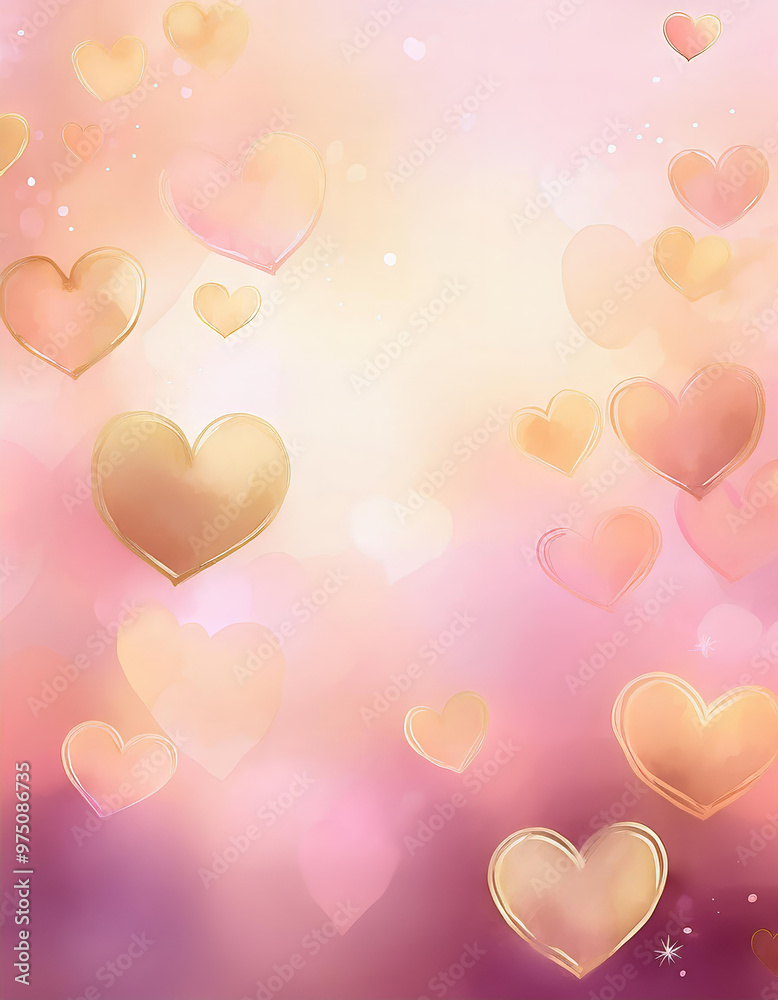 Floating golden and pink hearts on a romantic background with soft lights, perfect for love celebrations. Ideal for weddings, anniversaries, birthdays, and heartfelt occasions Floating golden and pink hearts on a romantic background with soft lights, perfect for love celebrations. Ideal for weddings, anniversaries, birthdays, and heartfelt occasions