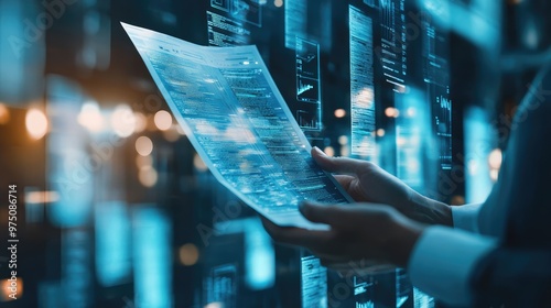 Digital transformation in tax e-invoice software, modern secure interface, streamlined workflow, automation, and online invoice handling, boosting business efficiency. AI generated illustration.