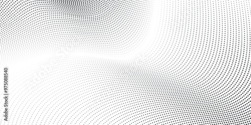 Abstract white and grey gradient circle background with halftone dots decoration.