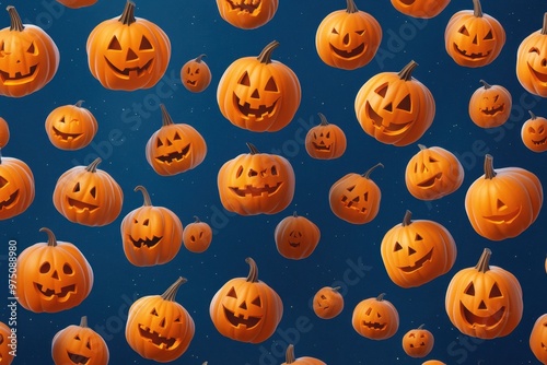 Whimsical Halloween Pumpkins Cartoon Background for Festive Atmosphere