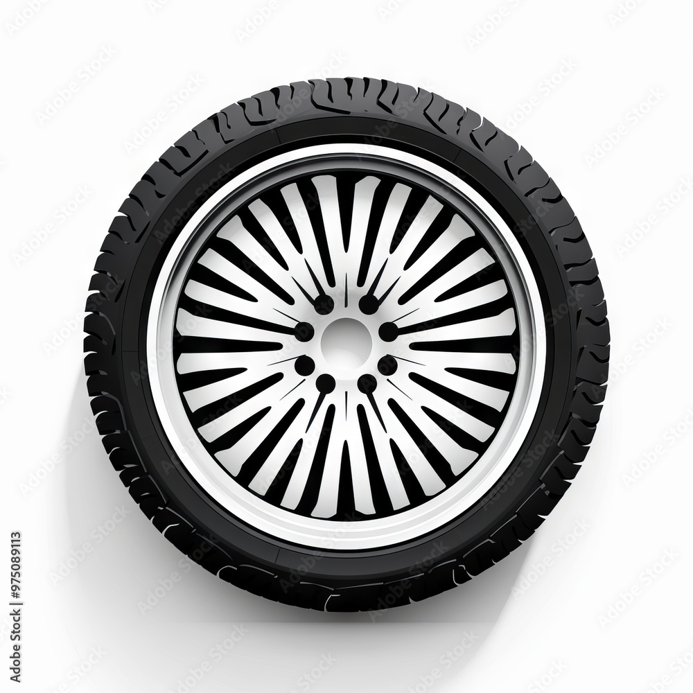 Close-Up of Black Car Tire with Modern Tread Design. Concept of Automotive Safety, Vehicle Maintenance, and Tire Technology Close-Up of Black Car Tire with Modern Tread Design. Concept of Automotive Safety, Vehicle Maintenance, and Tire Technology
