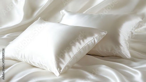 White Pillows Bedding. AI generated illustration photo