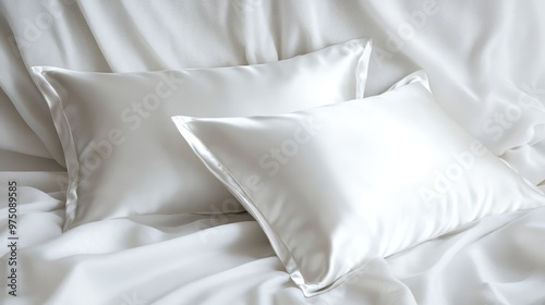 White Pillows Bedding. AI generated illustration photo