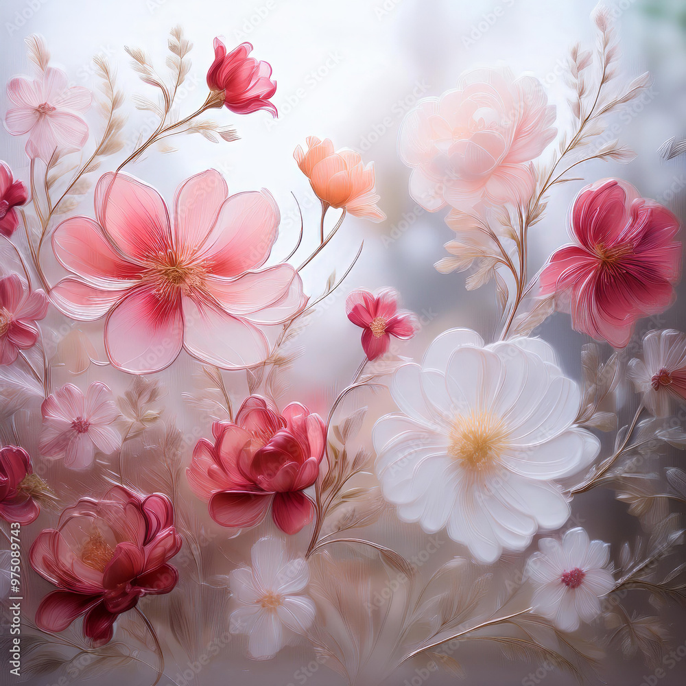 Romantic floral background with delicate pink and white flowers, perfect for creating a soft and elegant atmosphere Romantic floral background with delicate pink and white flowers, perfect for creating a soft and elegant atmosphere