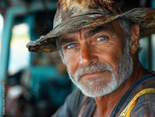 Man wearing a hat with a beard photo