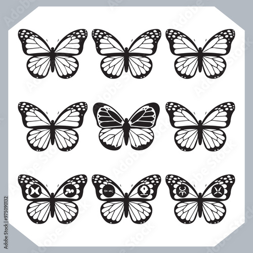 Wallpaper Mural Butterfly silhouette icon, Silhouettes of butterflies. Black of funny butterflies. Insect butterfly black silhouette, Set of butterflies Torontodigital.ca