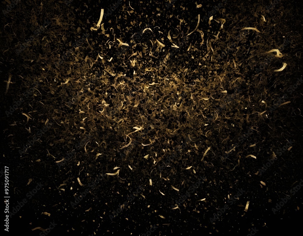 Artistic depiction of a golden cosmic explosion with specks on a black canvas, Artistic depiction of a golden cosmic explosion with specks on a black canvas,