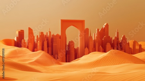 Saudi Arabia Heritage Skyline. AI generated illustration photo