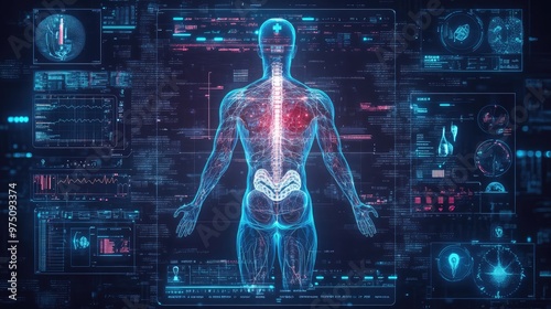 Futuristic Health Tech Interface. AI generated illustration photo