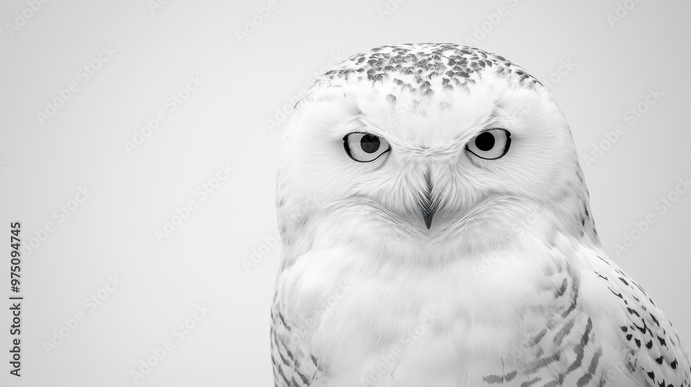 Obraz premium Close Up Portrait of a Snowy Owl with Intense Eyes
