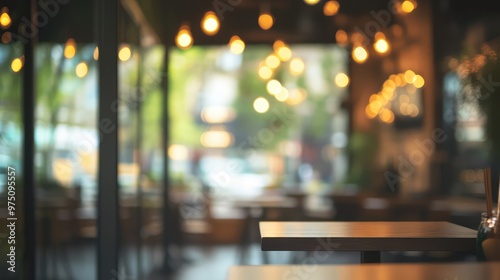 Blurred Café Coffee Bar Background. AI generated illustration. photo