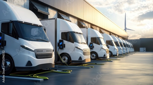 Electric Fleet Charging Station. AI generated illustration photo