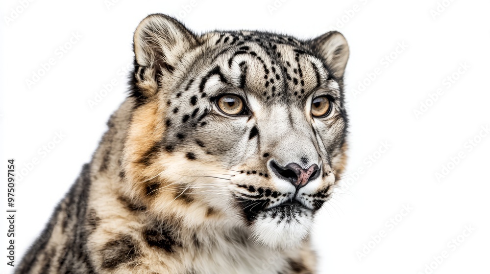 Snow Leopard Close Up Portrait with Yellow Eyes Snow Leopard Close Up Portrait with Yellow Eyes